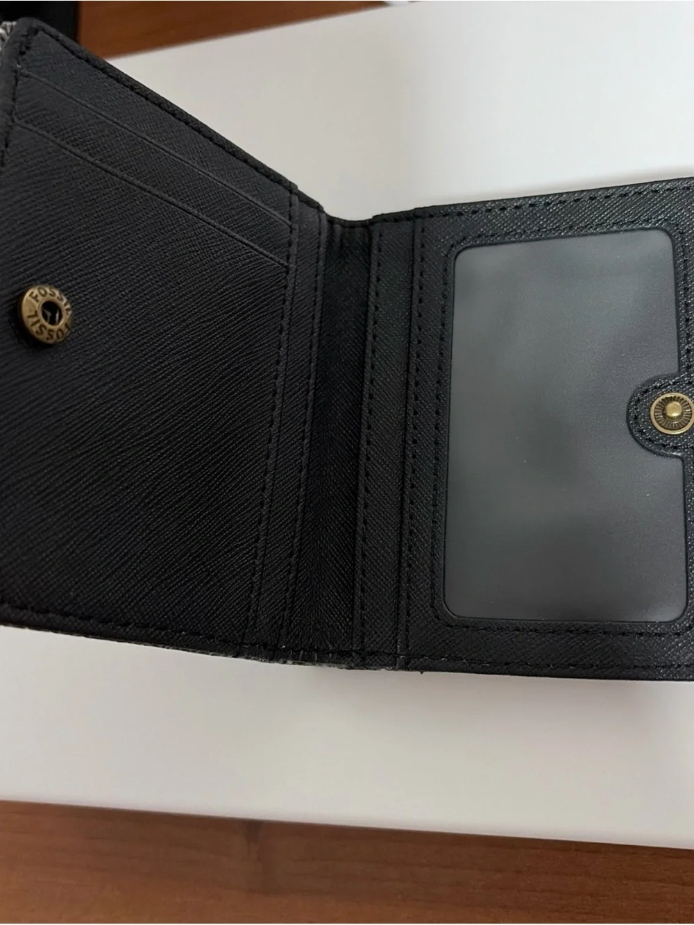 Fossil Snake-Print Card Holder in Black and Gray